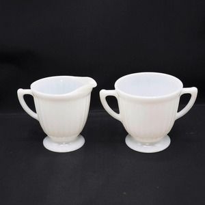 Macbeth Evans Monax Petalware White Creamer Sugar Set